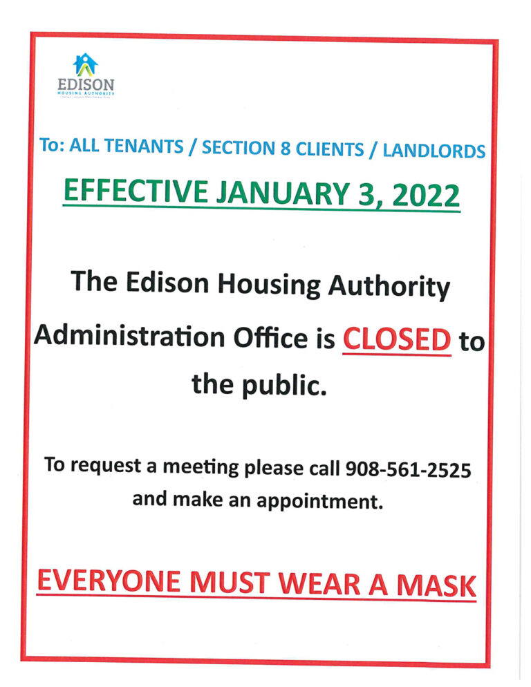 Edison Housing Authority Housing Subsidy Programs for Edison, NJ